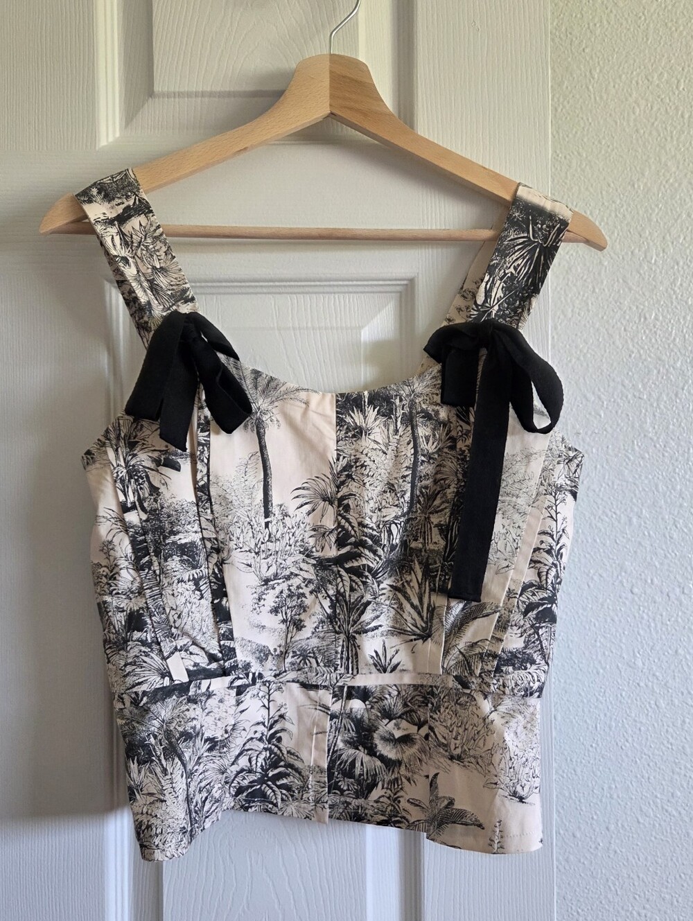 Antonio Melani x Jennifer Sumko Hillary Toile Peplum Bow Tie Tank Top sz 4